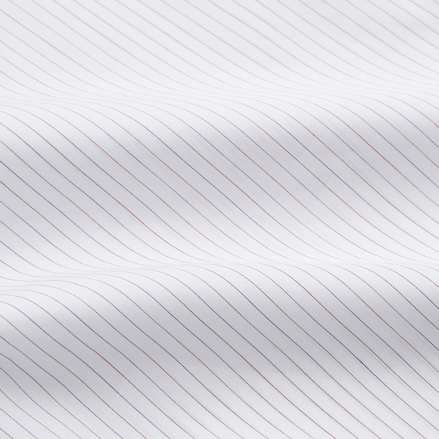 View 4 of product The Turnbull & Asser Red & White Stripe Sea Island Quality Cotton Regular Fit Mayfair Shirt features a classic T&A collar, button-down front, and buttoned cuffs, shown laid flat on a white background.