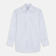 The Purple Multi Stripe Regular Fit Mayfair Shirt by Turnbull & Asser features long sleeves, a classic collar, and buttoned cuffs—perfect for achieving a refined yet relaxed style.