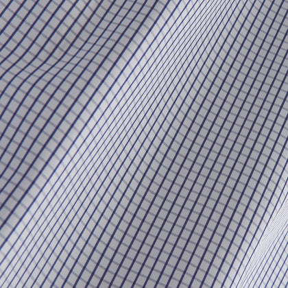Blue Check Tailored Fit Shirt with Kent Collar and 2-Button Cuffs Image 3