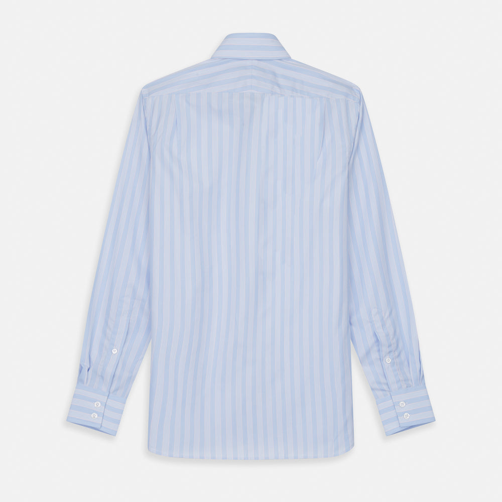 The Turnbull & Asser Pink and Blue Stripe Tailored Fit Shirt with a Kent collar is neatly laid flat on a plain white background.