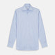 The Turnbull & Asser Pink and Blue Stripe Tailored Fit Shirt with a Kent collar is neatly laid flat on a plain white background.