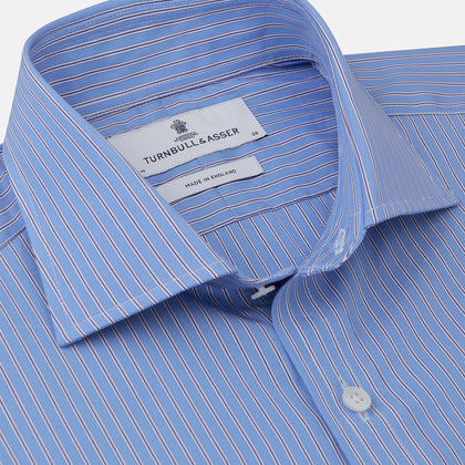 Oxford Blue Fancy Stripe Tailored Fit Shirt with Kent Collar and 2-Button Cuffs Image 1