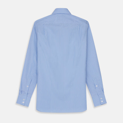 Powder Blue Stripe Tailored Fit Shirt with Kent Collar and 2-Button Cuffs Image 4