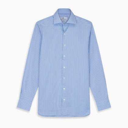 Powder Blue Stripe Tailored Fit Shirt with Kent Collar and 2-Button Cuffs Image 5