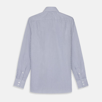 Blue Check Tailored Fit Shirt with Kent Collar and 2-Button Cuffs Image 4