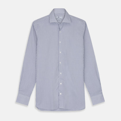 Blue Check Tailored Fit Shirt with Kent Collar and 2-Button Cuffs