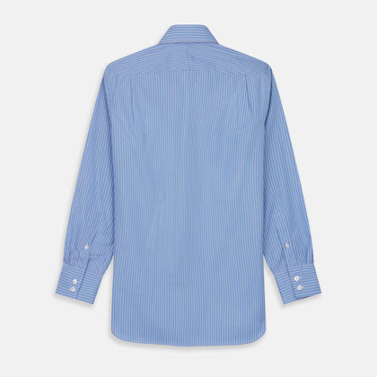 Oxford Blue Fancy Stripe Tailored Fit Shirt with Kent Collar and 2-Button Cuffs Image 4