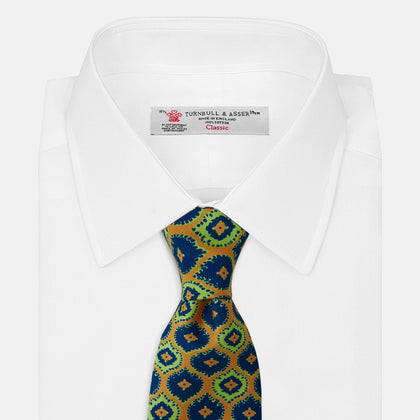 Yellow Medallion Printed Silk Tie Image 1