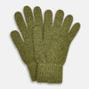 View 1 of product Turnbull & Asser's Green Multi Cashmere Gloves—an elegant Scottish knitwear piece—feature ribbed cuffs and an olive-toned design, showcased here laid flat on a white background.