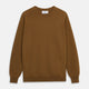 The Vicuna Glenn Cashmere Crew Neck Jumper by Turnbull & Asser is a brown crew neck sweater with long sleeves, ribbed cuffs, hem, and neckline, displayed flat on a white background for a classic look.
