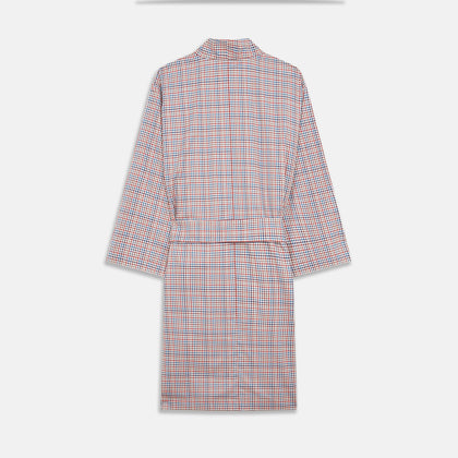 Burgundy Multi Check Cotton Kimono Gown Image 3