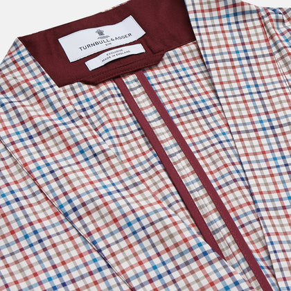 Burgundy Multi Check Cotton Kimono Gown Image 1