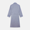 View 5 of product The Blue Multi Check Contrast Cotton Gown by Turnbull & Asser features long sleeves, a matching belt, front pocket, and contrasting checkered trim on the collar, cuffs, and pocket—offering a stylish, modern update to the classic gown.