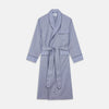 View 1 of product The Blue Multi Check Contrast Cotton Gown by Turnbull & Asser features long sleeves, a matching belt, front pocket, and contrasting checkered trim on the collar, cuffs, and pocket—offering a stylish, modern update to the classic gown.