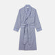 The Blue Multi Check Contrast Cotton Gown by Turnbull & Asser features long sleeves, a matching belt, front pocket, and contrasting checkered trim on the collar, cuffs, and pocket—offering a stylish, modern update to the classic gown.