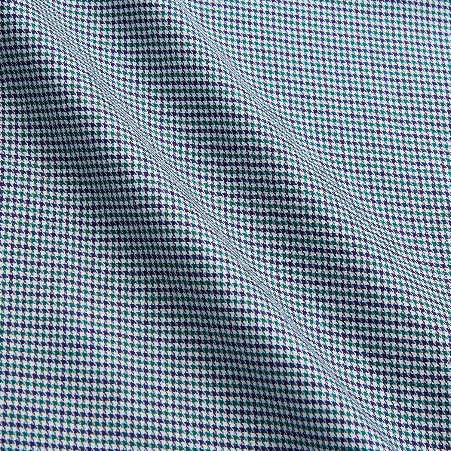View 4 of product A Turnbull & Asser Green Multi Check Contrast Cotton Gown with a belt, featuring checkered trim on the collar, pocket, cuffs, and hem, laid flat on a white background.
