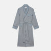 View 1 of product A Turnbull & Asser Green Multi Check Contrast Cotton Gown with a belt, featuring checkered trim on the collar, pocket, cuffs, and hem, laid flat on a white background.