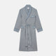 A Turnbull & Asser Green Multi Check Contrast Cotton Gown with a belt, featuring checkered trim on the collar, pocket, cuffs, and hem, laid flat on a white background.