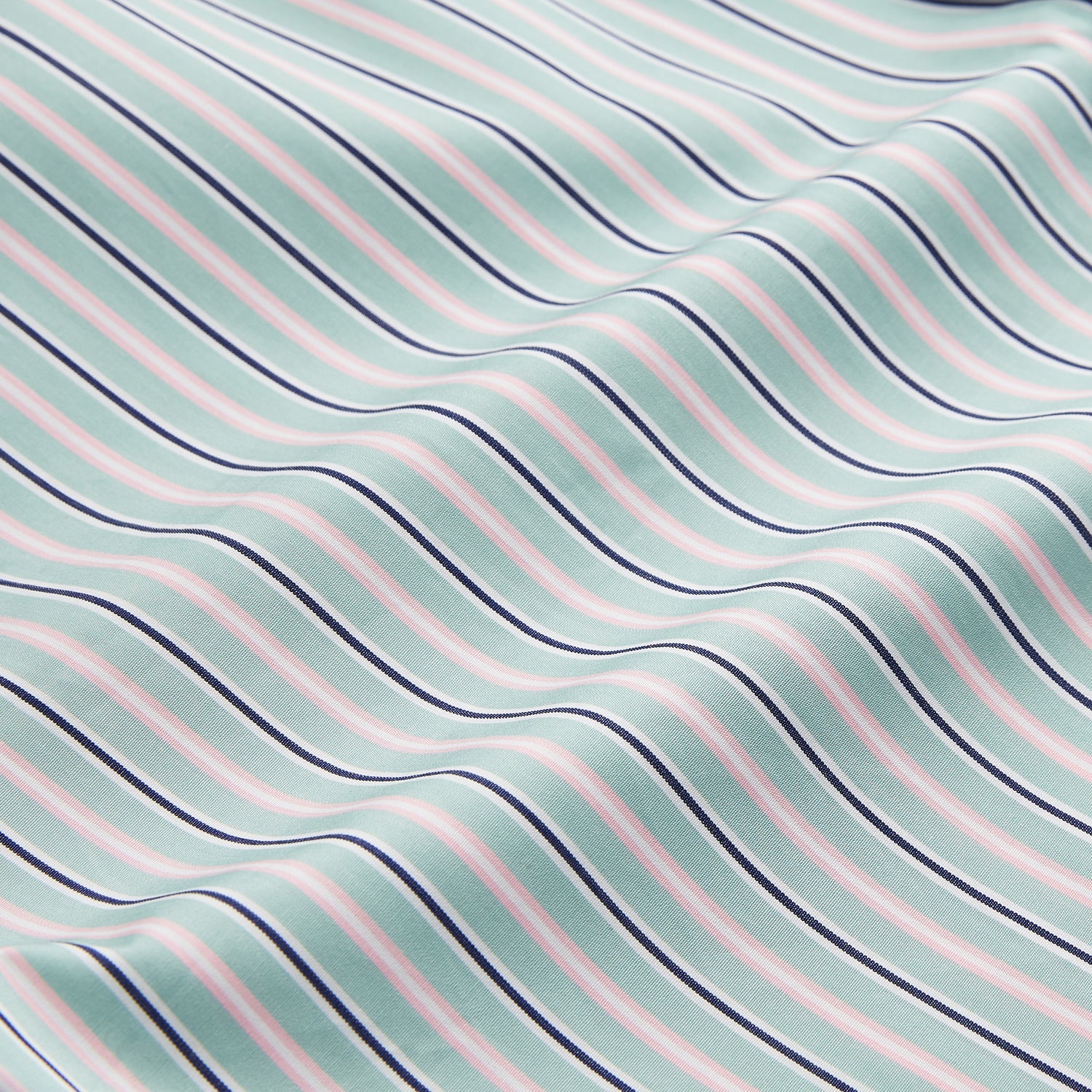 View 4 of product The Turnbull & Asser Green, Navy & Pink Stripe Regular Fit Shirt features a T&A collar, 3 button cuffs, and bold vertical stripes for a classic look.
