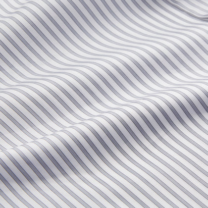 Grey Multi Stripe Tailored Fit Twill Shirt with Kent Collar and 2 Button Cuffs Image 3