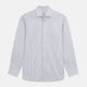 The Turnbull & Asser Grey Multi Stripe Tailored Fit Twill Shirt features a Kent collar and 2 button cuffs, displayed flat on a white background.