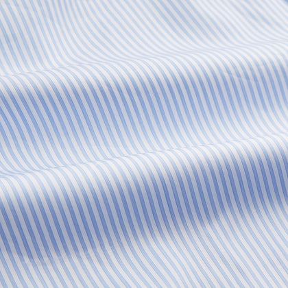 Blue Multi Stripe Tailored Fit Twill Shirt with Kent Collar and 2 Button Cuffs Image 3