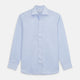 Turnbull & Asser Blue Multi Stripe Tailored Fit Twill Shirt features a Kent collar, 2 button cuffs, and white buttons. Crafted from Italian cotton, it's displayed flat on a white background.