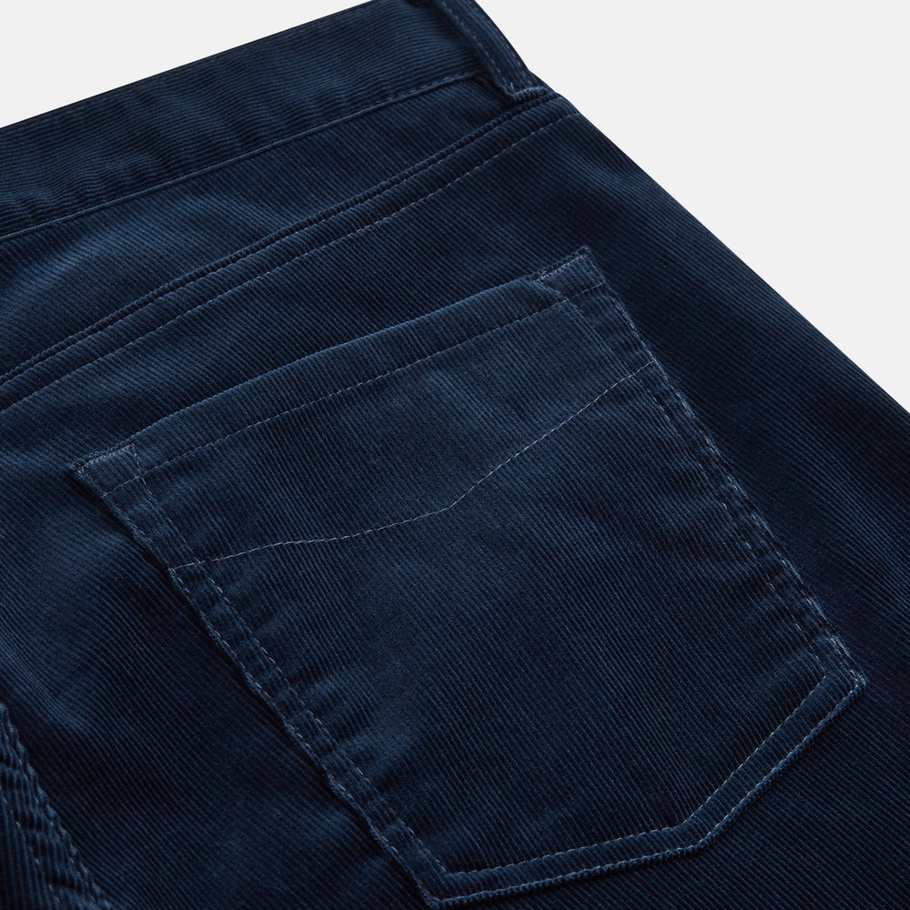 The Turnbull & Asser Petrol Cord Mylo Trousers, featuring a classic five-pocket design, are displayed flat on a plain white background.