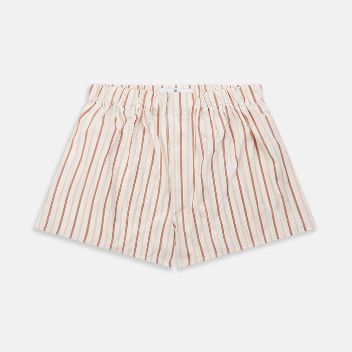 Burgundy Multi Striped Cotton Godfrey Boxer Shorts