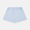 View 1 of product Turnbull & Asser Pale Blue Multi Check Cotton Godfrey Boxer Shorts with an elastic waistband, crafted from luxury cotton, displayed flat on a white background.