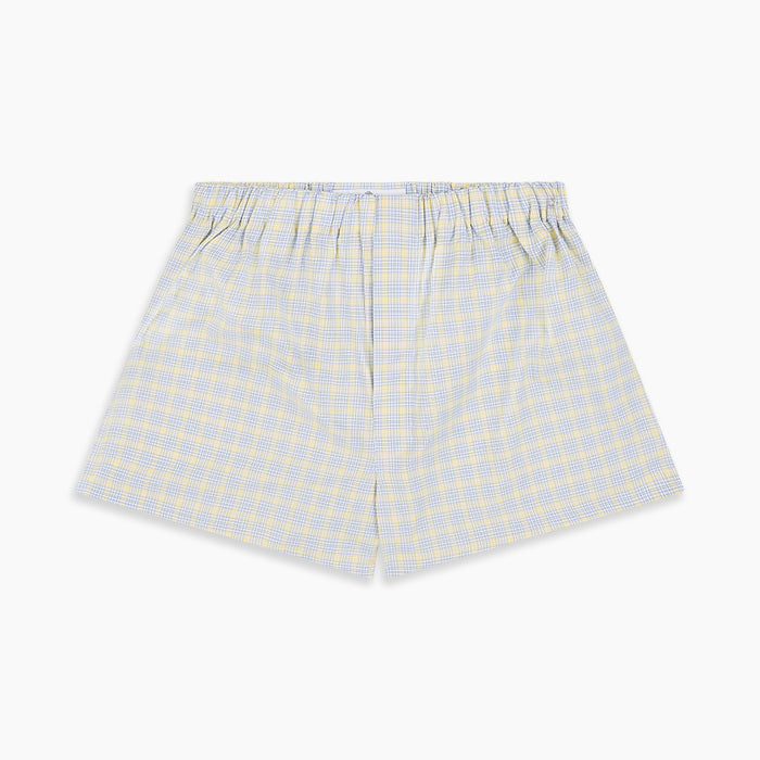 Yellow Multi Check Cotton Godfrey Boxer Shorts Image 2