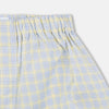 View 2 of product The Turnbull & Asser Yellow Multi Check Cotton Godfrey Boxer Shorts feature a light blue and yellow plaid, soft cotton fabric, and an elastic waistband, shown flat on a white background.