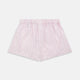 Turnbull & Asser Pink Multi Striped Cotton Godfrey Boxer Shorts feature vertical light pink and white stripes and an elastic waistband—luxury underwear that combines classic style with comfort. Displayed flat against a white background.