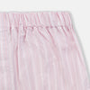 View 2 of product Turnbull & Asser Pink Multi Striped Cotton Godfrey Boxer Shorts feature vertical light pink and white stripes and an elastic waistband—luxury underwear that combines classic style with comfort. Displayed flat against a white background.
