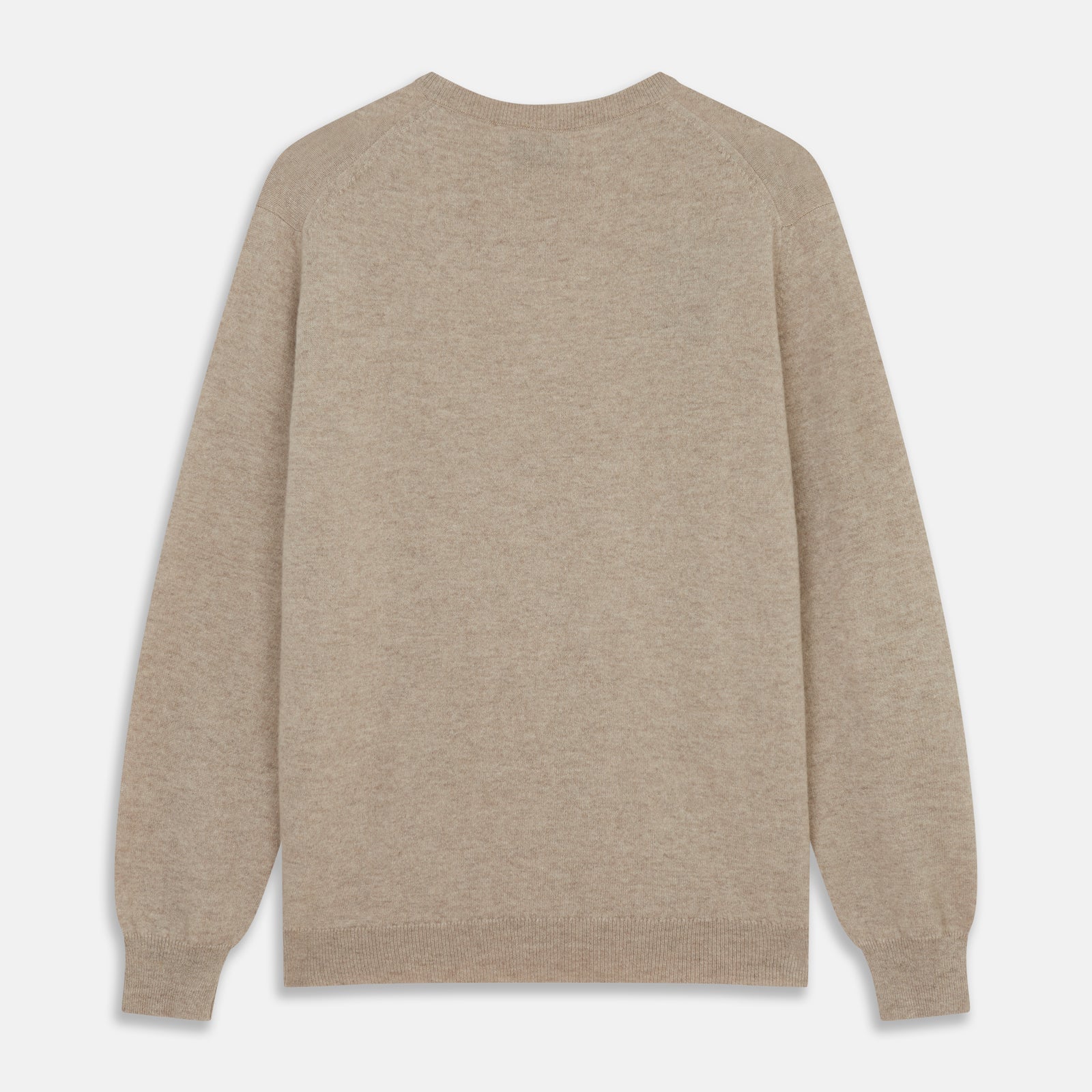 View 3 of product The Turnbull & Asser Beige Cashmere Glenn Jumper is a crewneck sweater shown against a white background.