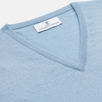 Pale Blue Cashmere Ifor Slipover Image 1