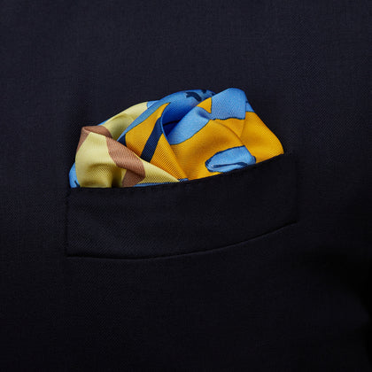 Blue and Yellow Lily Silk Pocket Square Image 1