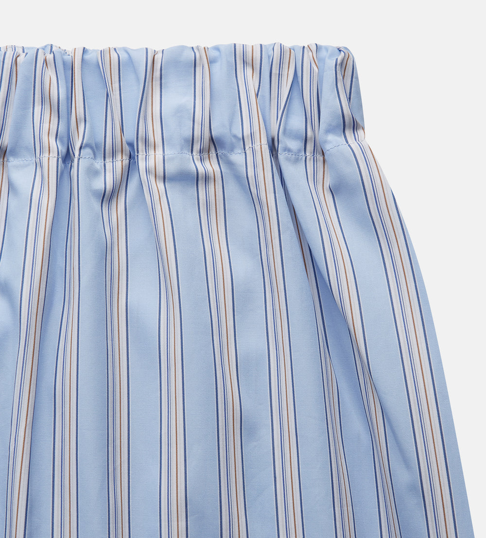 Turnbull & Asser Pale Blue Multi Stripe Cotton Hastings Pyjama Trousers with a modern fit, elastic waistband, and vertical white and yellow pinstripes, shown flat on a white background.