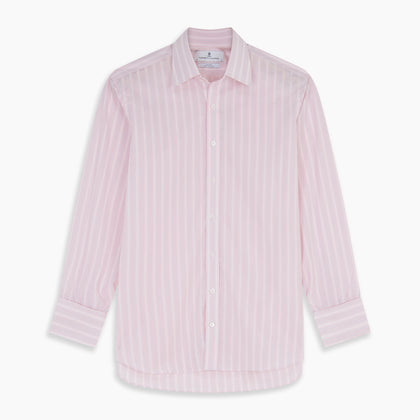 Pink and Peach Multi Stripe Cotton Regular Fit Whitby Shirt Image 5
