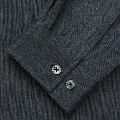 Grey Cotton and Linen Blend Holiday Fit Winnington Shirt Image 1