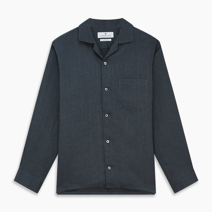 Grey Cotton and Linen Blend Holiday Fit Winnington Shirt Image 5