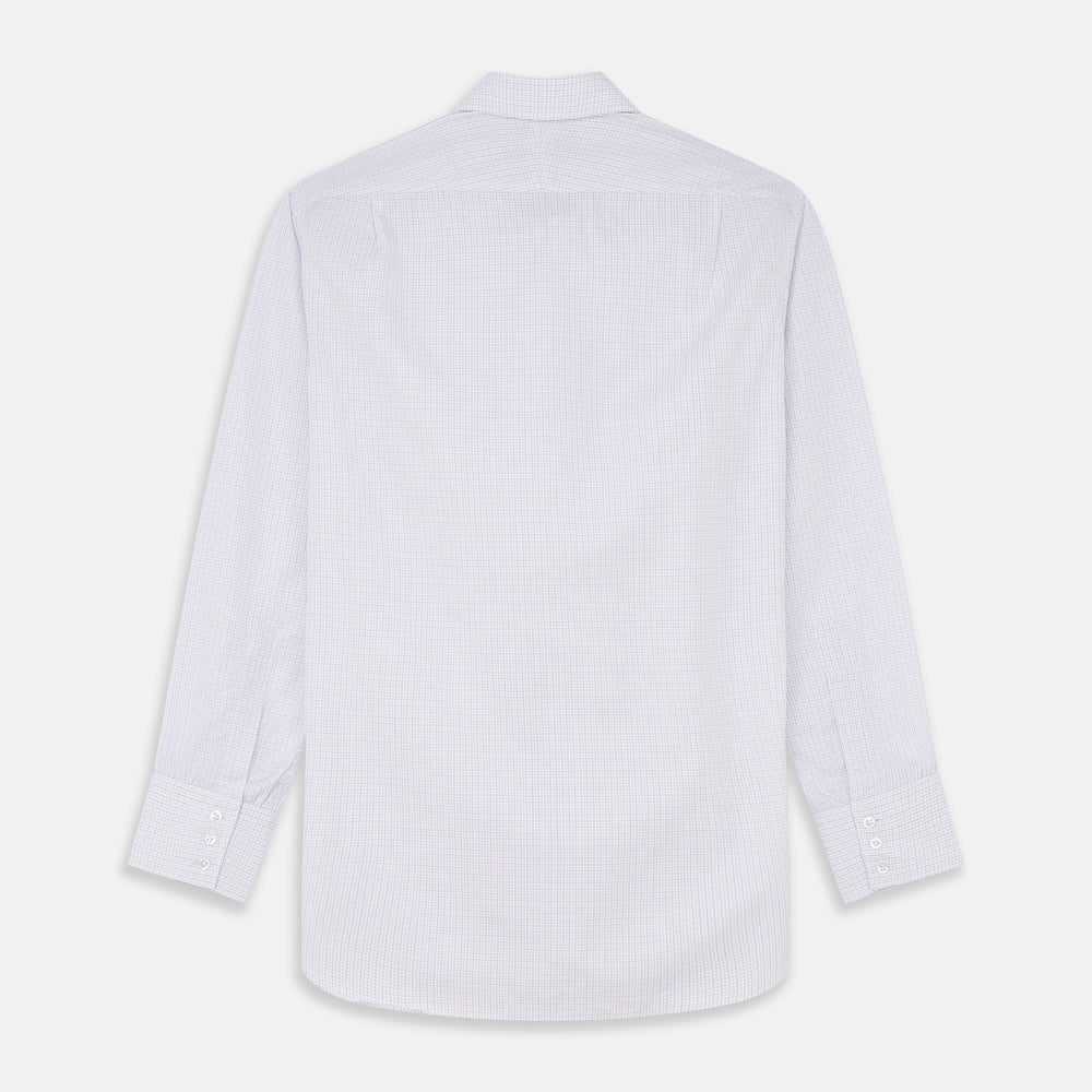 The Turnbull & Asser Blue Multi Check Cotton Regular Fit Mayfair Shirt features long sleeves, a button-down front, pointed collar, and buttoned cuffs, displayed on a plain white background.