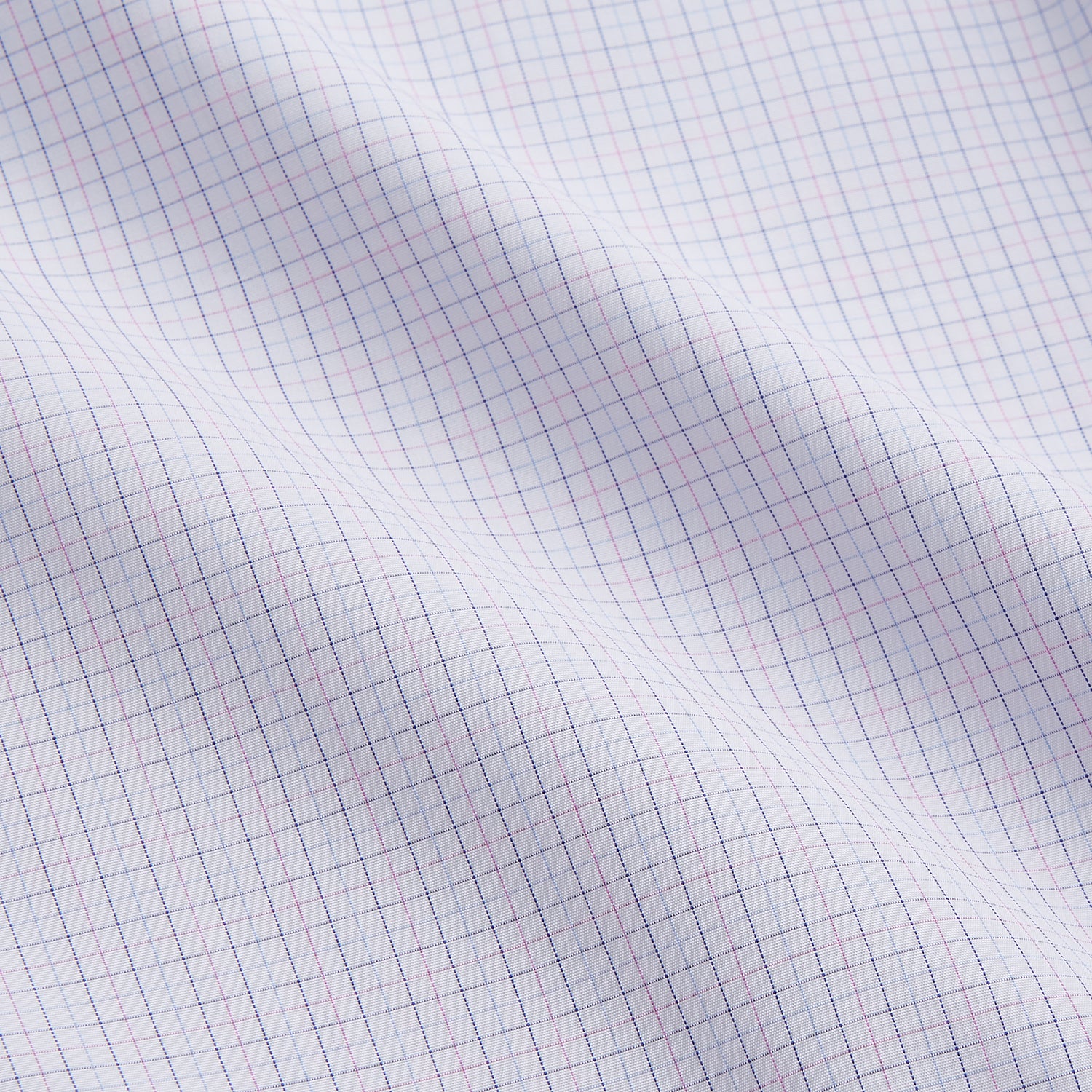 View 4 of product The Turnbull & Asser Blue Multi Check Cotton Regular Fit Mayfair Shirt features long sleeves, a button-down front, pointed collar, and buttoned cuffs, displayed on a plain white background.