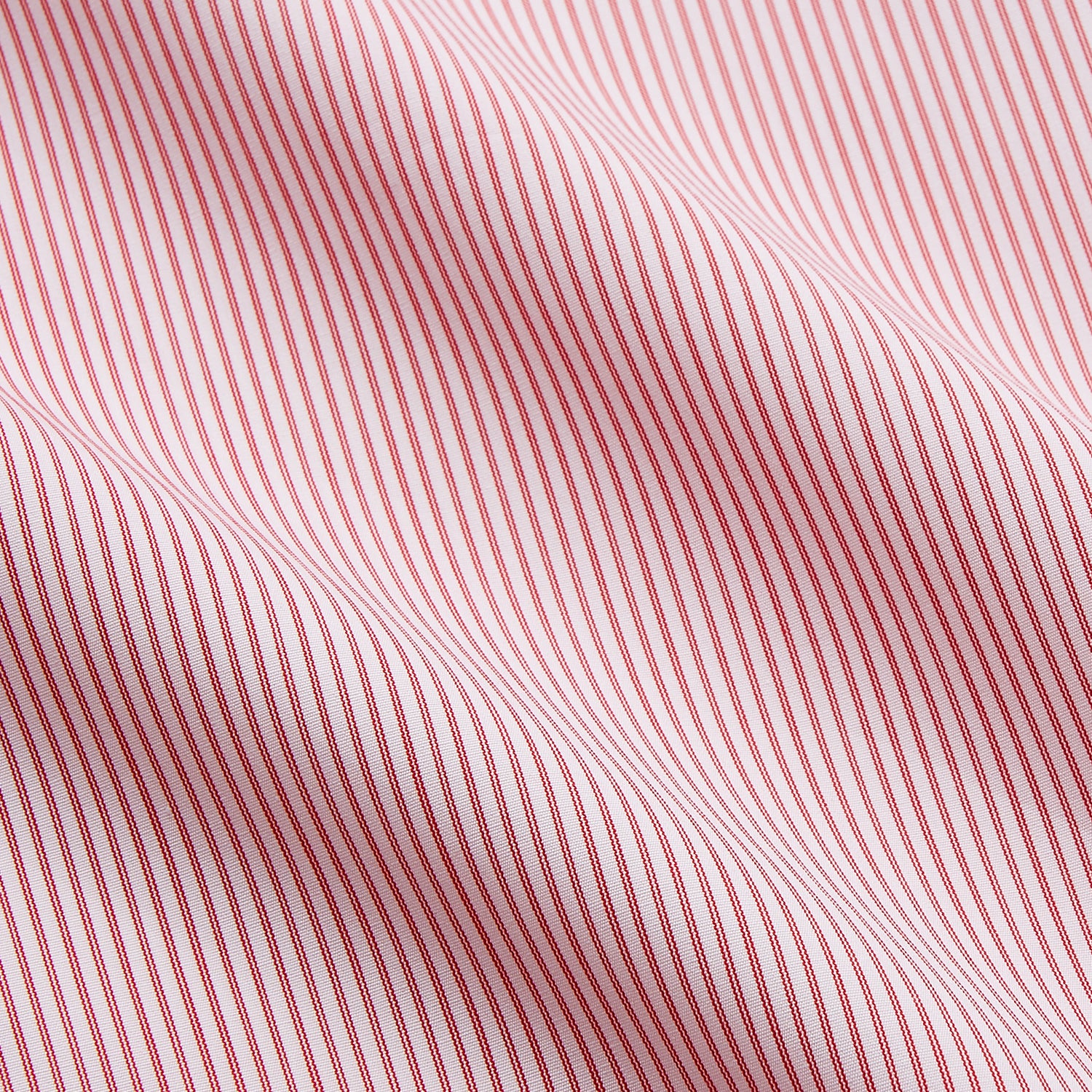 View 4 of product The Turnbull & Asser Pink and White Stripe Cotton Regular Fit Mayfair Shirt features a T&A collar, long sleeves, and white buttons, shown against a plain white background.