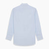 View 5 of product The Light Blue Multi-Check Cotton Regular Fit Mayfair Shirt by Turnbull & Asser is shown laid flat, featuring a classic T&A collar, front buttons, and buttoned cuffs on a white background.