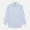 View 1 of product The Light Blue Multi-Check Cotton Regular Fit Mayfair Shirt by Turnbull & Asser is shown laid flat, featuring a classic T&A collar, front buttons, and buttoned cuffs on a white background.