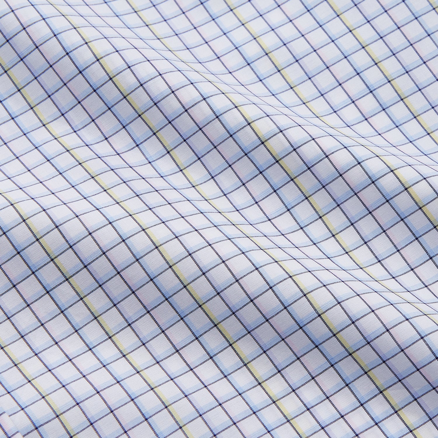 View 4 of product The Turnbull & Asser Purple Multi-check Cotton Mayfair Shirt is a men’s long-sleeve, button-up dress shirt with a T&A collar, featuring a purple multi-check pattern and shown flat on a white background.