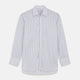The Turnbull & Asser White and Blue Check Cotton Regular Fit Mayfair Shirt features a classic button-up design with long sleeves, traditional collar and cuffs, displayed flat against a white background.