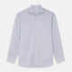 The Turnbull & Asser Faded Blue Block Check Cotton Shelton Shirt features a tailored fit, long sleeves, button-down front, and classic collar, displayed flat on a white background.