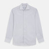 View 1 of product The Turnbull & Asser White and Blue Check Cotton Tailored Fit Shelton Shirt, a men's button-up dress shirt, is shown laid flat on a white background.